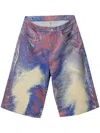 Camperlab Swirl-print Denim Shorts In Violett