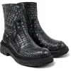 Camperlab Vámonos Crocodile-effect Ankle Boots In Grey