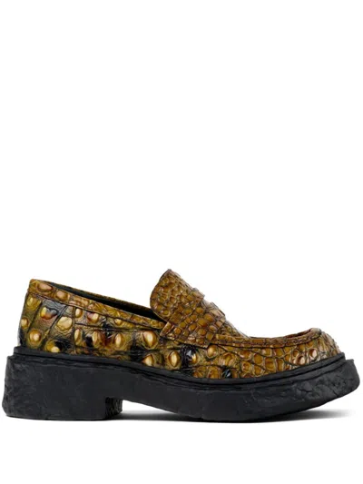 CAMPERLAB VAMONOS CROC-EFFECT LEATHER LOAFERS