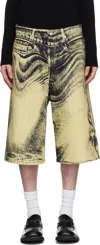 Camperlab Swirl-print Denim Shorts In Yellow-black