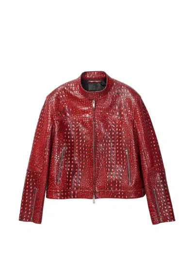 Camperlab Glatte Lederjacke Mit Reissverschluss In Red