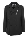 Camplin Peacoat In Wool Blend In Black