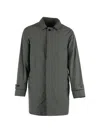 Camplin Concealed Button Mid Length Coat In Green