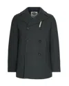 Camplin Double-breasted Wool Blend Peacoat In Green