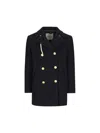 Camplin Woman Coat Black Size 10 Wool, Polyamide In Blue