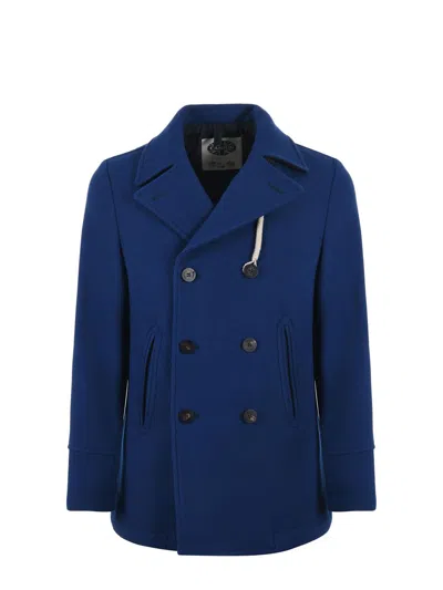 Camplin Peacoat In Wool Blend In Blue