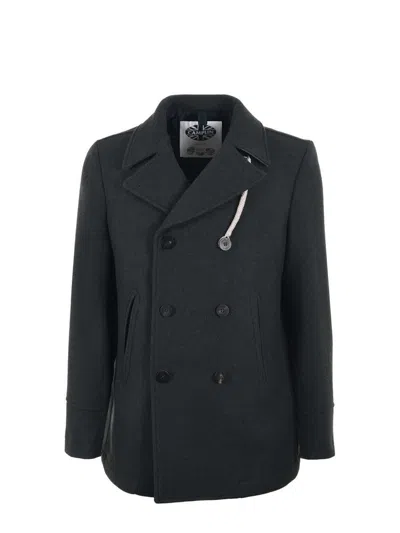 Camplin Peacoat In Wool Blend In Green