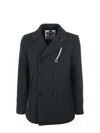 Camplin Peacoat In Wool Blend In Black