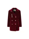 Camplin Double-breasted Velvet Coat In Multi
