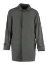 Camplin Concealed Button Mid Length Coat In Gray