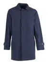 Camplin Concealed Button Mid Length Jacket In Blue