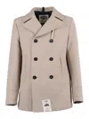 Camplin Double-breasted Peacoat In Gray