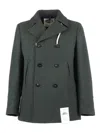 Camplin Double-breasted Wool Blend Peacoat In Green