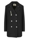 Camplin Double-breasted Rope-detail Coat In Black
