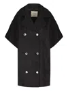 Camplin Double-breasted Short-sleeve Coat In Black