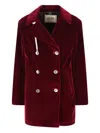 Camplin Double-breasted Velvet Coat In Red