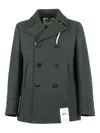 Camplin Double-breasted Wool Blend Peacoat In Green