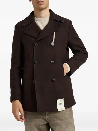 Camplin Double-breasted Long-sleeve Coat In Brown