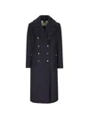 Camplin Double-breasted Notched-lapel Coat In Blue