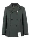 Camplin Double-breasted Wool Blend Peacoat In Green