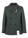 Camplin Double-breasted Wool Blend Peacoat In Green
