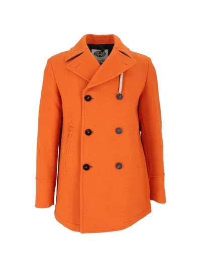 Camplin Island Double-breasted Coat In Orange