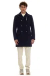 Camplin Long Wool Blend Peacoat In Blue