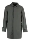 Camplin Concealed Button Mid Length Coat In Green