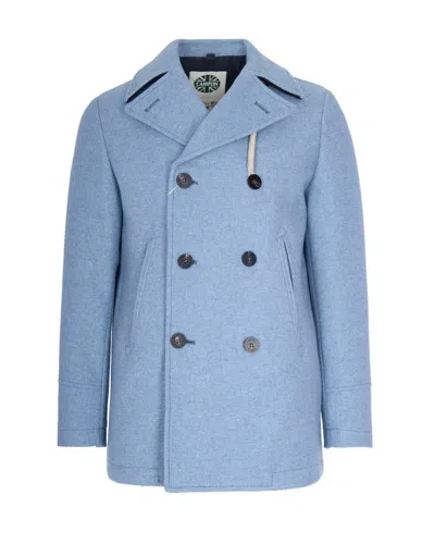 CAMPLIN THERMAL-RESISTANT BLUE WOOL BLEND PEACOAT