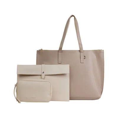 Campo Marzio Roma 1933 Women's Neutrals Tote Bag With Accessories Three In One Beige In Burgundy