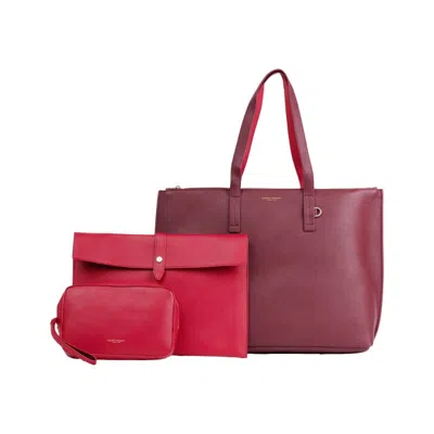 Campo Marzio Roma 1933 Women's Red Tote Bag With Accessories Three In One Bordeaux In Burgundy