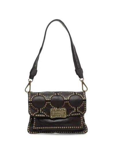 Campomaggi Agnese Stud-embellished Leather Shoulder Bag In Brown