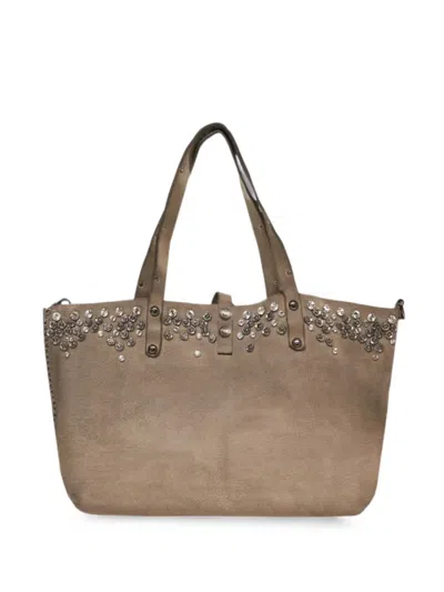 Campomaggi Cement-finish Tote Bag With Studded Detailing In Neutral