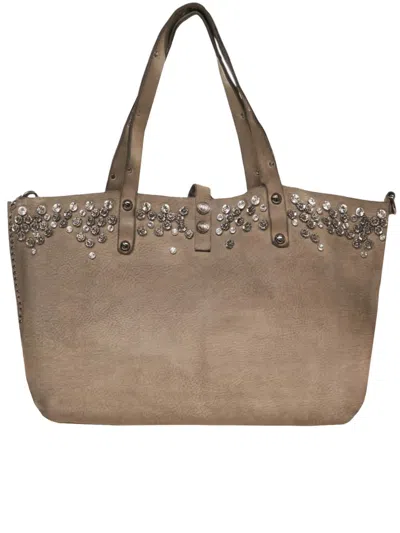 Campomaggi Cement-finish Tote Bag With Studded Detailing In Neutral