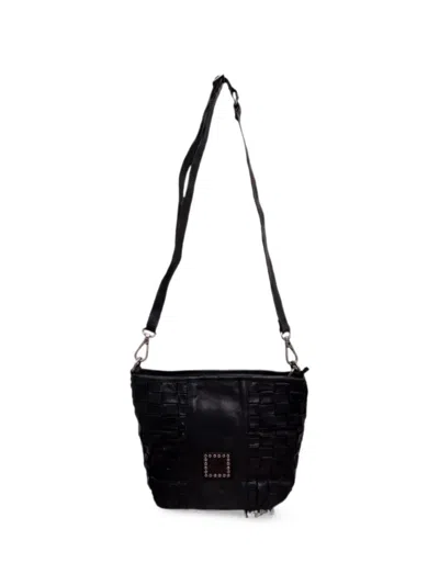 Campomaggi Beth Woven-design Studded Shoulder Bag In Black