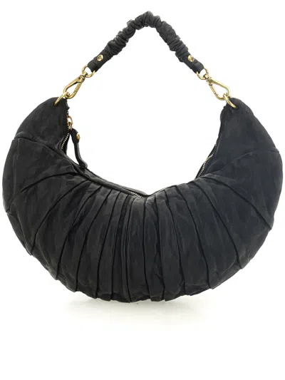 Campomaggi Black Luna Ruched Leather Handbag
