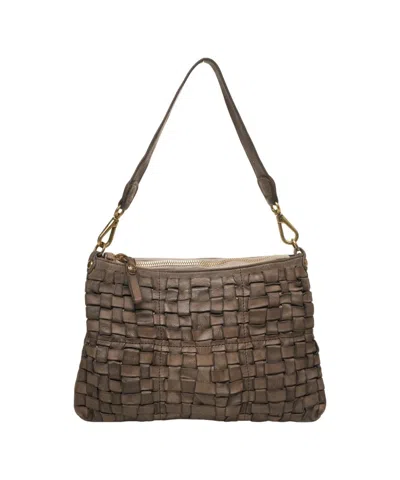 Campomaggi Braided Leather Shoulder Bag With Zip Closure And Adjustable Strap In Gray