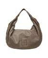 Campomaggi Crescent-shaped Shoulder Bag With Woven Strap And Metallic Accents In Gray