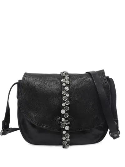 Campomaggi Crystal-embellished Leather Shoulder Bag In Black