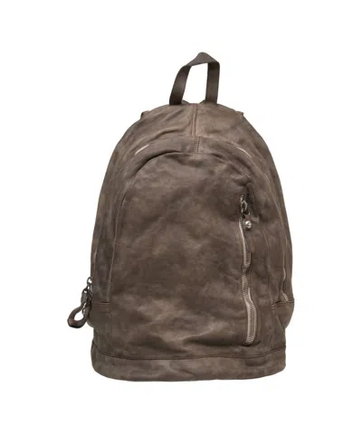 Campomaggi Distressed Leather Backpack With External Zip Pockets In Gray