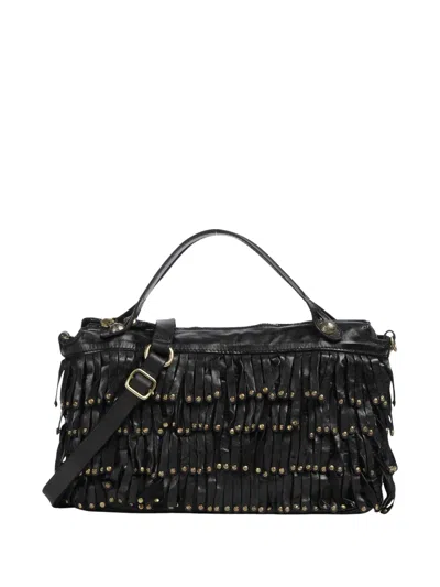 Campomaggi Fringed Black Calf Leather Shoulder Bag