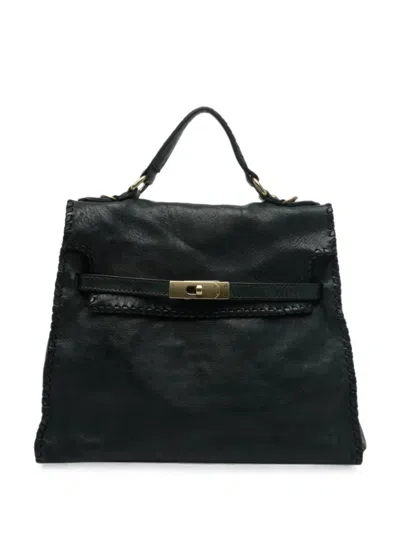 Campomaggi Ginevra Large Turn-lock Calf Leather Shoulder Bag In Black