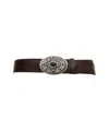 Campomaggi Hammered Leather Belt With Ornate Buckle And Decorative Stone In Black
