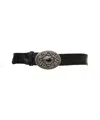 Campomaggi Hammered Leather Belt With Ornate Silver Buckle In Black