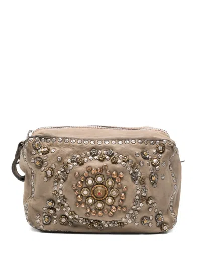 Campomaggi Kate Crystal-embellished Studded Cross Body Bag In Red