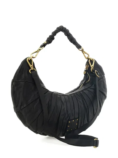 Campomaggi Luna Pleated Shoulder Bag In Black
