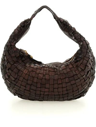 Campomaggi Marisa L Woven Leather Crescent Handbag In Brown