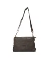 Campomaggi Rectangular Brown Leather Crossbody Bag With Adjustable Strap And Embossed Logo In Gray