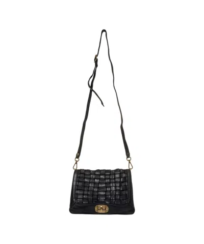 Campomaggi Shoulder Bag With Distinctive Woven Leather Design In Black