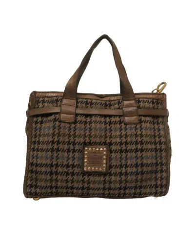 Campomaggi Structured Shopper With Timeless Houndstooth Pattern In Multi